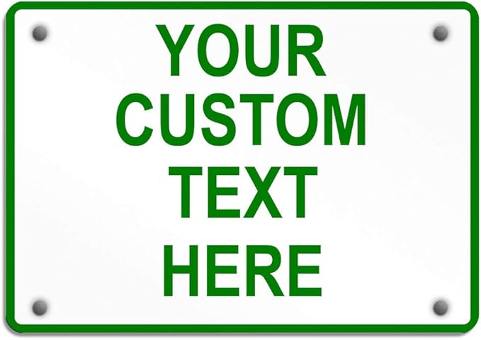 Aluminum Weatherproof Metal Sign Multiple Sizes Custom Personalized Text Here White Green Directions Horizontal Street Signs 14x10Inches