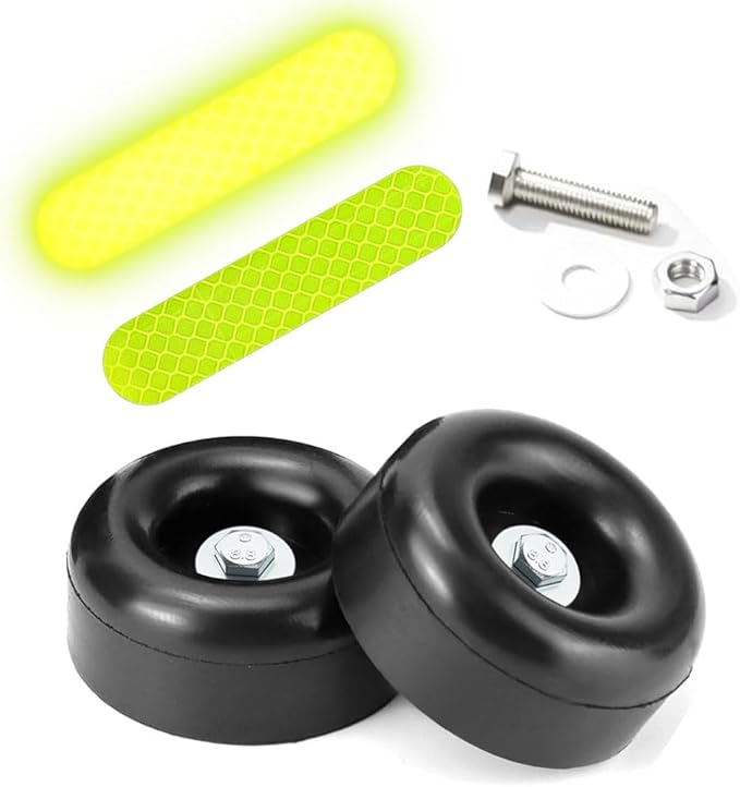 2.5" Round Rubber Bumper (Includes Screw Kit&Reflective Stickers) Anti Vibration Foot Pads Isolator - for Furniture Electrical Appliances Pressure Washers Generators Compressors Amps Trailers 2 Pack