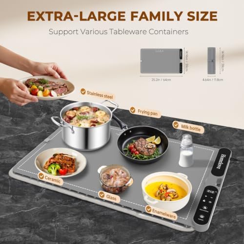 Homelove Warming Mat for Food - 7 Temps, 8H Timer, for Buffets Party Grey - Image 4