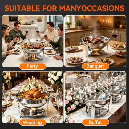 6QT Chafing Dish for Buffet, Food Warmers for Parties with Glass Lid, 4Pack - Image 5