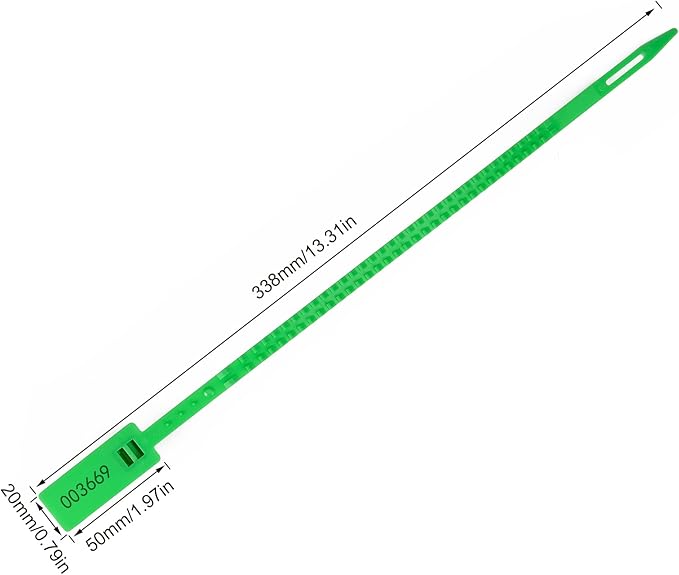 Heavy Duty Plastic Security Seal - Self Locking Tamper Evident Shipping Tags, Numbered Pull Tight Securing Straps for Truck Trailer, Length 337 mm 13.2" (Green 500 PCS)