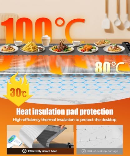 Warming Mat for Food, 46x15 Inch, Dark Grey, Fast Heat, Child Lock - Image 2