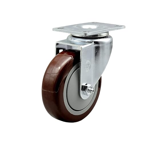 Service Caster Brand Replacement Caster for Uline Caster H-7448S - Stainless Steel Swivel Top Plate Caster with 4 Inch Maroon Polyurethane Wheel - Fits Carts and Platform Trucks H-3352