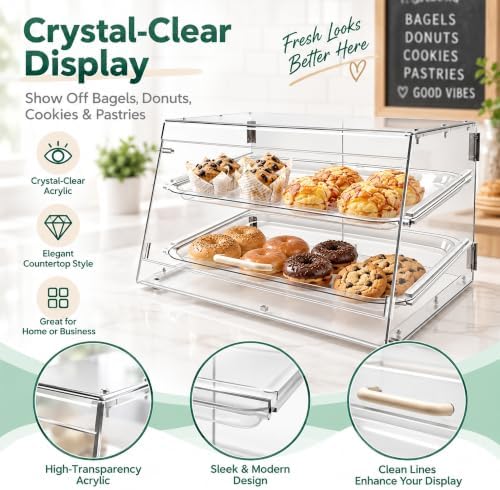 YBSVO 2-Tier Bakery Display Case with Front & Rear Doors - Image 6