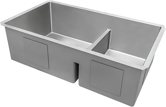 Ruvati 36-inch Low-Divide Undermount kitchen Sink - 60/40 Double Bowl kitchen Sink - 16 Gauge Stainless Steel Kitchen Sink with Brushed Finish, Easy-to-Clean, Undermount Sink - RVH7417