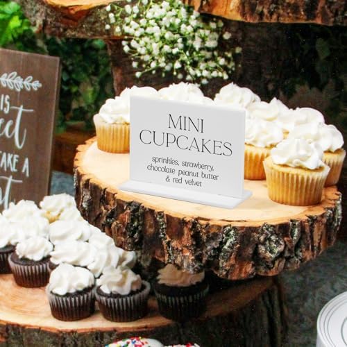 10 Pack White Rectangle Acrylic Sign With Stand, 3.5x2.7 Inch Blank White Acrylic Sign with Base, DIY Buffet Food Table Sign Place Cards for Wedding Party Event - Image 5