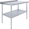 AmGood Stainless Steel Work Table with 1.5" Backsplash | Metal Kitchen Food Prep Table | NSF (48" Long x 30" Deep)