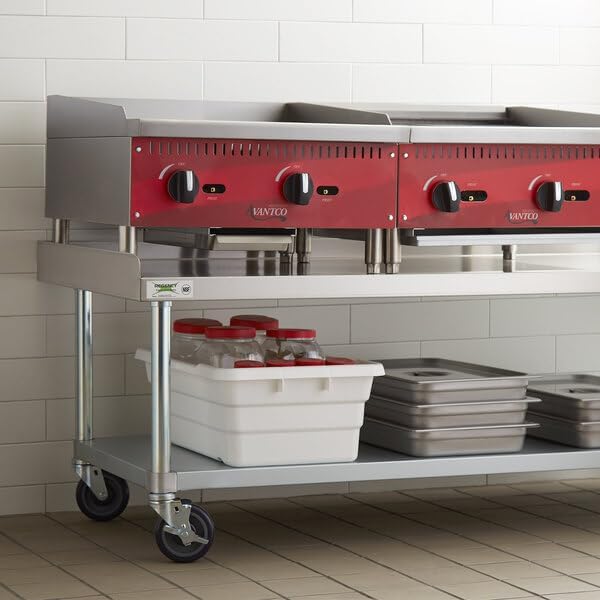 Stainless Steel Equipment Stand, 30x72 Inch, 16 Gauge, with Galvanized Undershelf, NSF Listed, Mobile with 5 Inch Casters