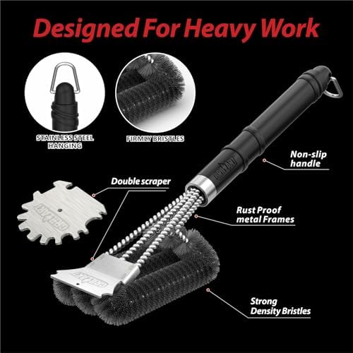GRILLART Grill Brush and Universal Fit Scrapers, 18" BBQ Wire Cleaning Kit - Image 3