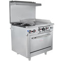 36" Freestanding Natural Gas Range | Cooking Stove with Single Standard Oven (2) Cast-Iron Open Burners and 24" Right Side Griddle | 130,000 BTU | 36"W x 32-1/4"D x 60-3/8"H, Stainless Steel