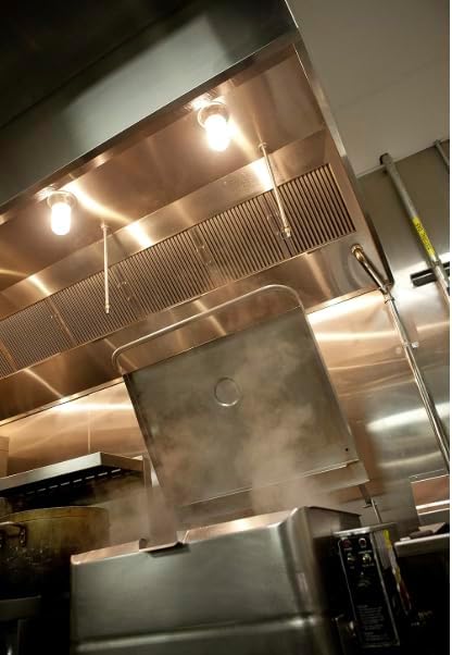 Commercial Kitchen Restaurant Duty Exhaust Hood, Wall Canopy Stainless Steel Exhaust Hood with Baffle Hood Filters, High Temperature Light Fixtures, and 16” Round Exhaust Riser (12" Long Hood)