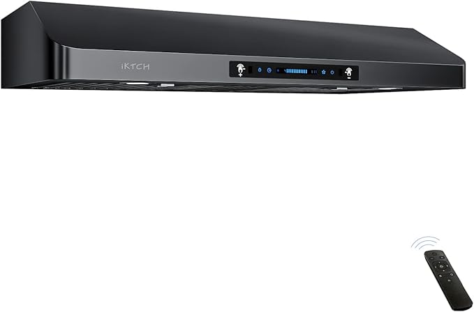 IKTCH 30 inch Range Hood 900 CFM, Black Under Cabinet Kitchen Vent Hood with 4 Speed Gesture Sensing&Touch Control Panel