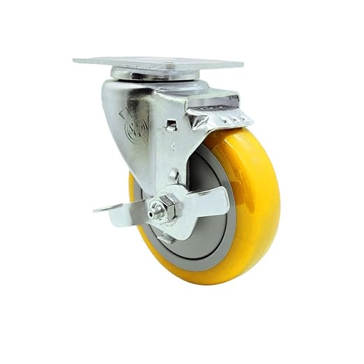 Service Caster Brand Replacement Caster for Uline Caster H-7448SWB-Stainless Steel Swivel Top Plate Caster with 4 Inch Yellow Polyurethane Wheel and Top Lock Brake-Fit Carts and Platform Trucks H-3352