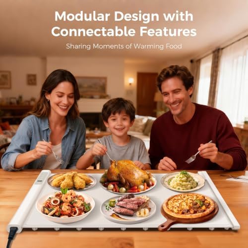 Single Panel Food Warming Mat - Extendable Design, 25"x16", Beige - Image 2