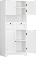 TEENFON 57.8" H Tall Bathroom Storage Cabinet with 4 Doors & 2 Adjustable Shelves, Freestanding Bathroom Cabinet with 2 Drawers, Kitchen Cabinets & Pantry, Cupboard for Kitchen, Dining Room, White