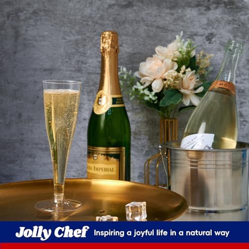 JOLLY CHEF 4.5 oz Plastic Champagne Flutes Disposable Clear 50 Pack - Image 4