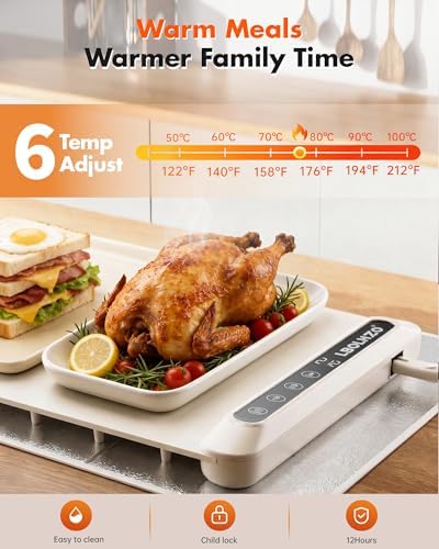 Warming Mat For Food Extra Long 43"x12" 600W Food Warming Mat Heat Resistant Pad,Chafing Dishes for Buffet 6 Temp 12 Hours,Child Lock,Food Warmers for Parties Buffet for Catering Gatherings - Image 4