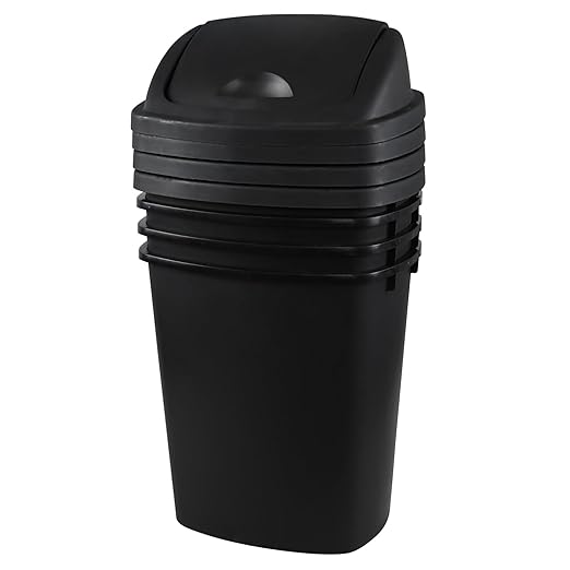 Office Trash Can with Lid, 8 Gallon Kitchen Garbage Can, Plastic Durable Waste and Recycle Bin (Set of 4, Black)