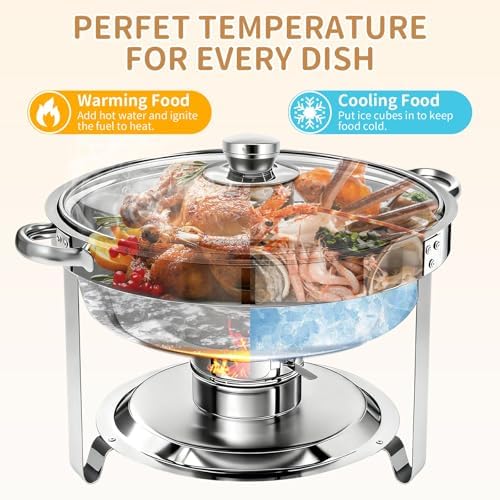 ALSO GO 4Pack Round 7QT Stainless Steel Chafing Dishes for Buffet - Image 2