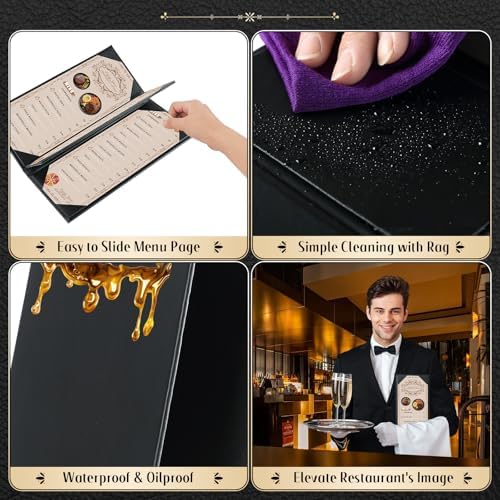 Menu Covers 4.25 x 11", 10Pcs 4 View Leather Restaurant Menu Holders - Image 4