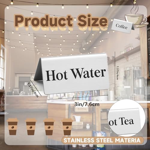 7 Pcs Stainless steel coffee beverage table tent signs Double sided metal tea sign for Cafe Coffee bar Party Buffet Restaurant Indoor Outdoor Table Display Signs 2.95 x 1.57Inch - Image 7