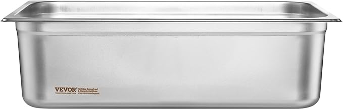 VEVOR 6 Pack Hotel Pans, Full Size 0.8mm Thick 6-Inch Deep Commercial Stainless Steel Restaurant Steam Table Pan, Catering Storage Food Pan, for Industrial & Scientific