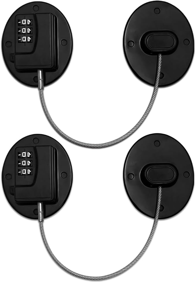 Fridge Lock AOSITE Refrigerator Lock Combination Black Combo Fridge Locks with Code for Adults 2 Pcs Refrigerator Lock for Children Adhesive Freezer Door Lock Child Safe Refrigerator Lock for Kids