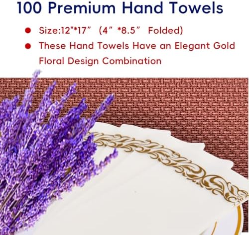 100 Gold and White Disposable Hand Towels, Paper Guest Towels for Parties - Image 4