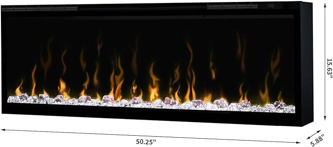 Dimplex IgniteXL 50" Built-in Linear Electric Fireplace (Model: XLF50), 8530/5118 BTU, 240/120 Volt, 2500/1500 Watt, Black