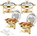 Chafing Dishes Buffet 4 Pack 6QT Gold Stainless Steel Food Warmers by Unknown