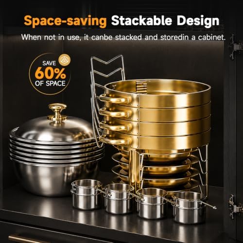 Gold Chafing Dishes for Buffet, 4 Pack 5QT Food Warmer Set for Home Parties - Image 6