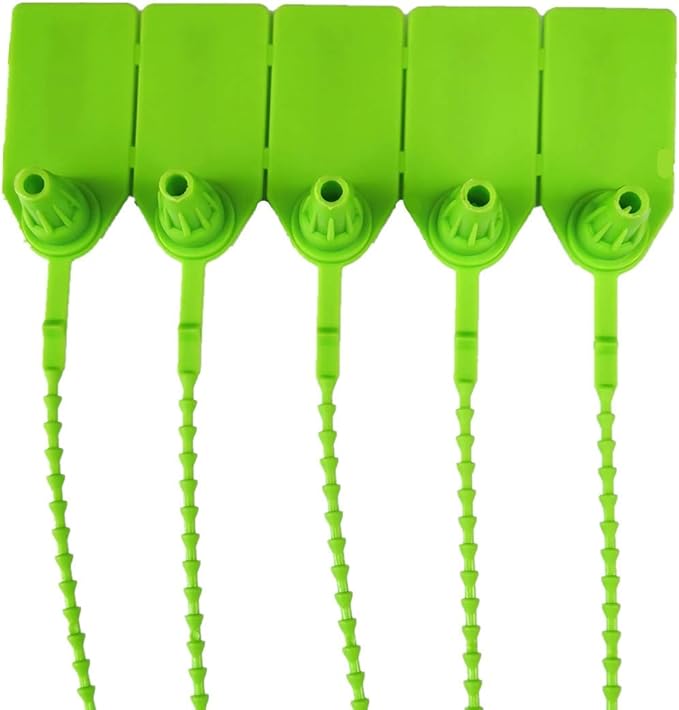 Green Plastic Security Tags Numbered Tamper Proof Seals Self Locking Zip Ties 9.84" Length Pack of 500