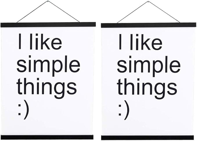 2 Pack Magnetic Poster Hanger Frame, 9x24 9x12 9x11 Light Wood Wooden Magnet Canvas Artwork Print Dowel Poster Hangers Frames Hanging Kit (Black, 9", 2 Packs)