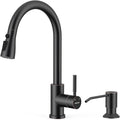 WEWE Kitchen Faucet with Pull Down Sprayer and Soap Dispenser, Stainless Steel Kitchen Sink Faucets, 3-Mode High Arc Single Handle Faucet for RV Farmhouse, Oil Rubbed Bronze