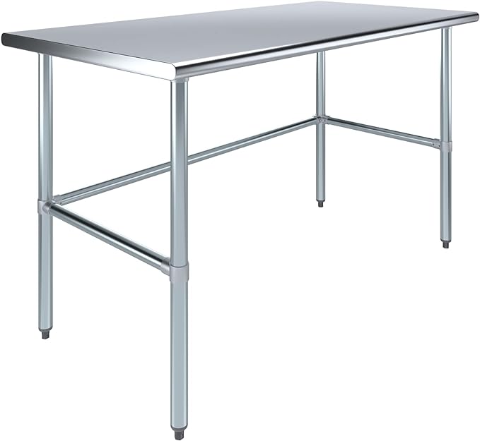 AmGood Stainless Steel Work Table Open Base | NSF | Laundry Garage Utility Bench (60" Long X 30" Deep)