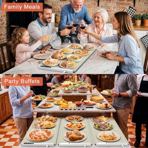 FYY Extra Large Warming Mat for Food with Heat Resistant Pad, Prevent Countertop Cracks, Keep Meal Warm, Rapid and Full Surface Heating, 6 Temp Settings, 6H Timer, Rollable Portable Food Warmer Khaki - Image 6