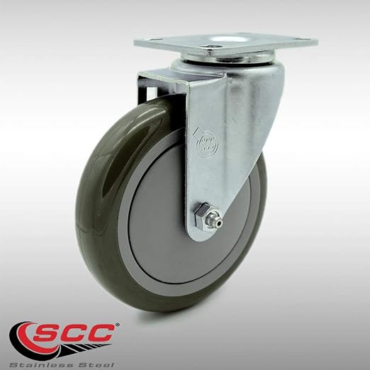 Service Caster Brand Replacement Caster for Uline Caster H-7449S - Stainless Steel Swivel Top Plate Caster with 5 Inch Yellow Polyurethane Wheel - Fits Carts and Platform Trucks H-6348