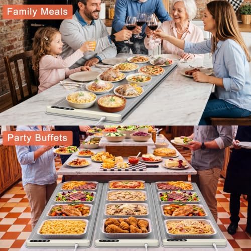 FYY Extra Long Warming Mat for Food with Heat Resistant Pad, Prevent Countertop Cracks, Rapid and Full Surface Heating, 7 Temp Settings, 6H Timer, Rollable Portable Food Warmer, Grey (45x15 inch) - Image 6