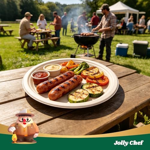 Compostable Heavy Duty 10 Inch 100 Pack Eco-Friendly Disposable Paper Plate - Image 4