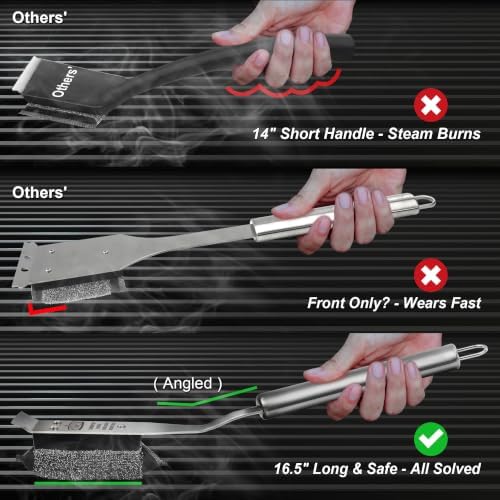 GRILLART Grill Brush Bristle Free, Safe Grill Brush for Outdoor Grill, SteamWizards BBQ Grill Cleaning Brush Kit, Replaceable Head Grill Scraper Tool, Grill Cleaner BBQ Accessories, Gifts for Men/Dad - Image 5