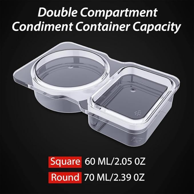 EWUVP 130ml Reusable Snack Containers, 10PCS Double Compartment Dipping Containers with Lid, Snack Pack Containers for Refrigeration, Portion Control, Outdoor Takeaway Sauce Dip Case Disposable Box