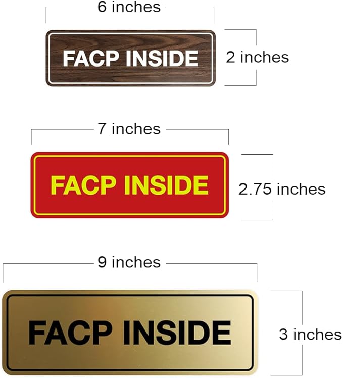 Signs ByLITA Standard FACP Inside Sign | Fire Safety Signage (Brushed Silver) - Medium 5 Pack