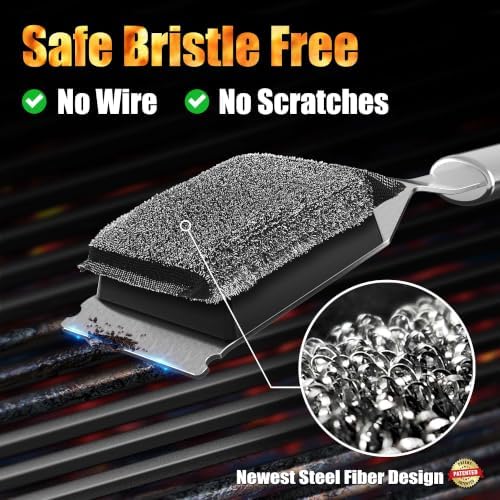 GRILLART Grill Brush Bristle Free, Safe Grill Brush for Outdoor Grill, SteamWizards BBQ Grill Cleaning Brush Kit, Replaceable Head Grill Scraper Tool, Grill Cleaner BBQ Accessories, Gifts for Men/Dad - Image 2