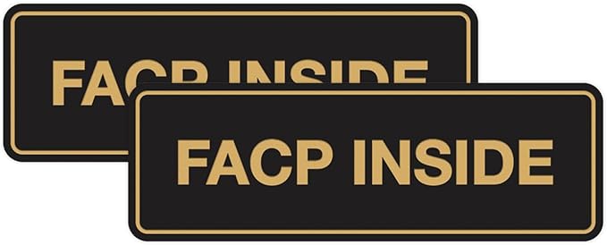Signs ByLITA Standard FACP Inside Sign | Fire Safety Signage (Black Gold) - Medium 2 Pack