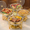 4 Pack 5QT Gold Chafing Dishes for Buffet,Installation-Free Stands,Round by Unknown