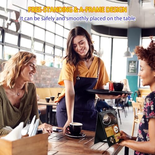 Leather Table Tent Leather Menu Holder Sign Display Black Menu Covers for Cafes Bars or Restaurant for 5×7 inch Menus (1 Pack/5×7 inch) - Image 3