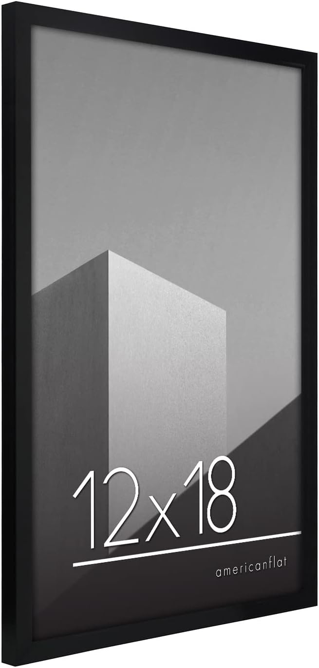 Americanflat 12x18 Poster Frame with Polished Plexiglass - Streamline Collection - Thin Border Picture Frame for Wall Display - Hanging Hardware Included - Black