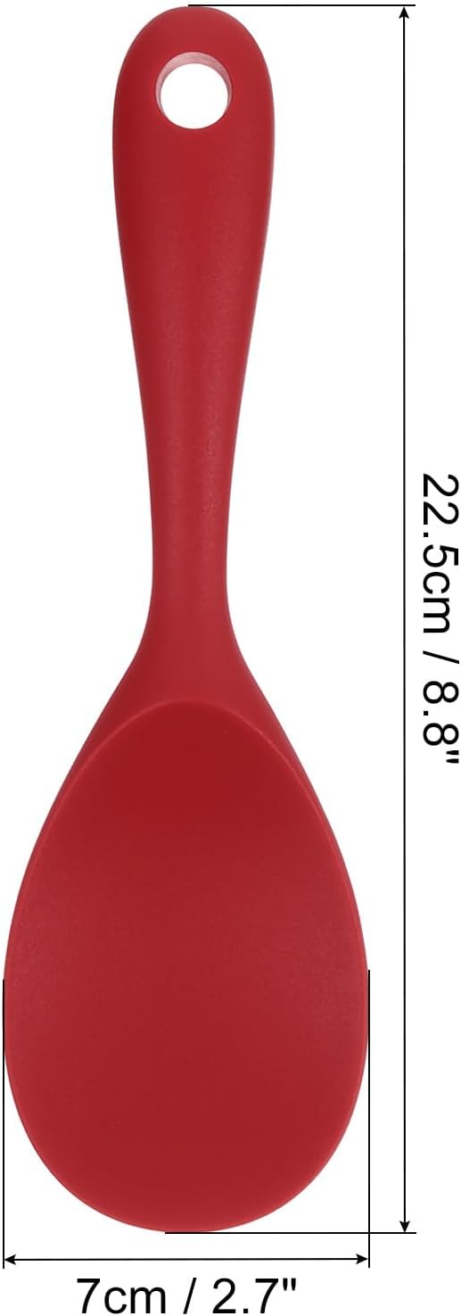 Uxcell 2 Pack Silicone Rice Paddle, Non-Stick Rice Spatula, Heat Resistant, Red