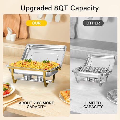 5 Pack Chafing Dishes for Buffet, 8QT Chafing Dish Buffet Sets - Image 4