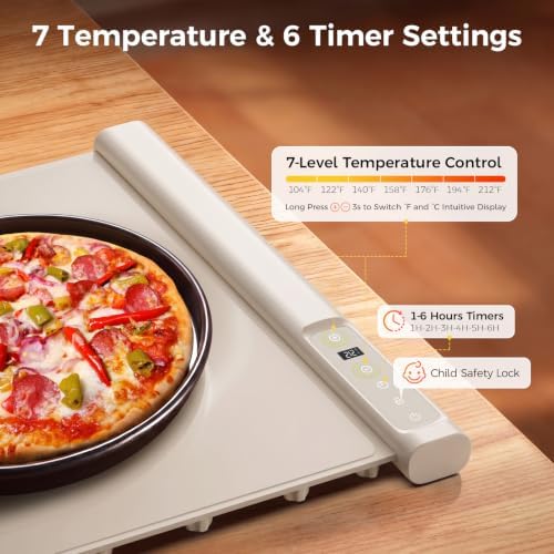 Single Panel Food Warming Mat - Extendable Design, 25"x16", Beige - Image 4